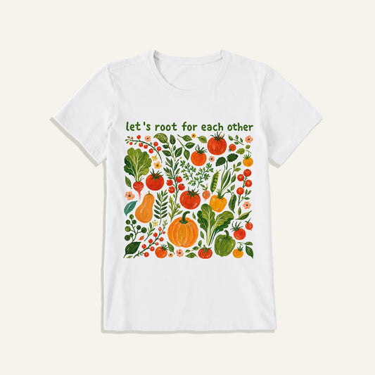 Root for Each Other Garden Print Crew Neck Cotton Tee