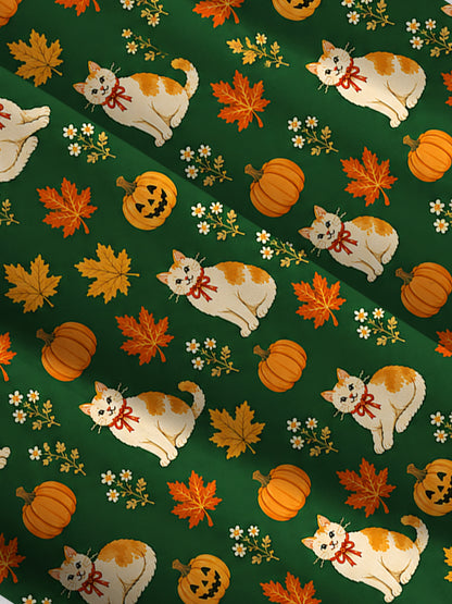 Pumpkin Patch Whiskers Print Wide Straps Maxi Dress With Pockets