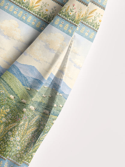 Cream Countryside Cow Border Print Wide Straps Maxi Dress With Pockets