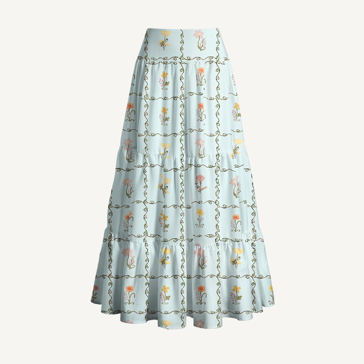 Sunny Garden Tiles Print Convertible Maxi Skirt & Strapless Dress