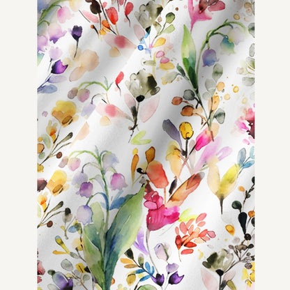 Watercolor Wildflower Garden Print Cotton Wide Straps Maxi Dress With Pockets