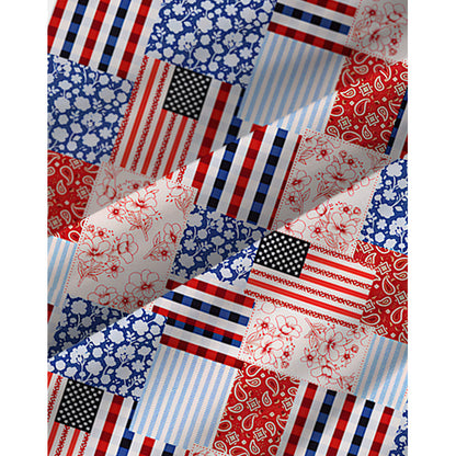 Patriotic Patchwork Quilt Print Spaghetti Strap Mini Dress