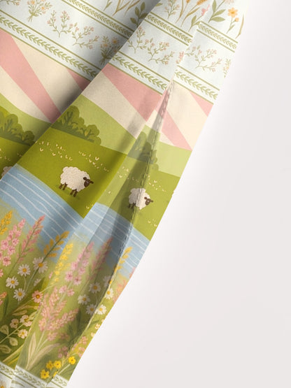 Sunrise Meadow Sheep Print Wide Straps Maxi Dress With Pockets