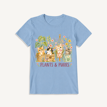 The Purrfect Garden Potters Print Crew Neck Cotton Tee