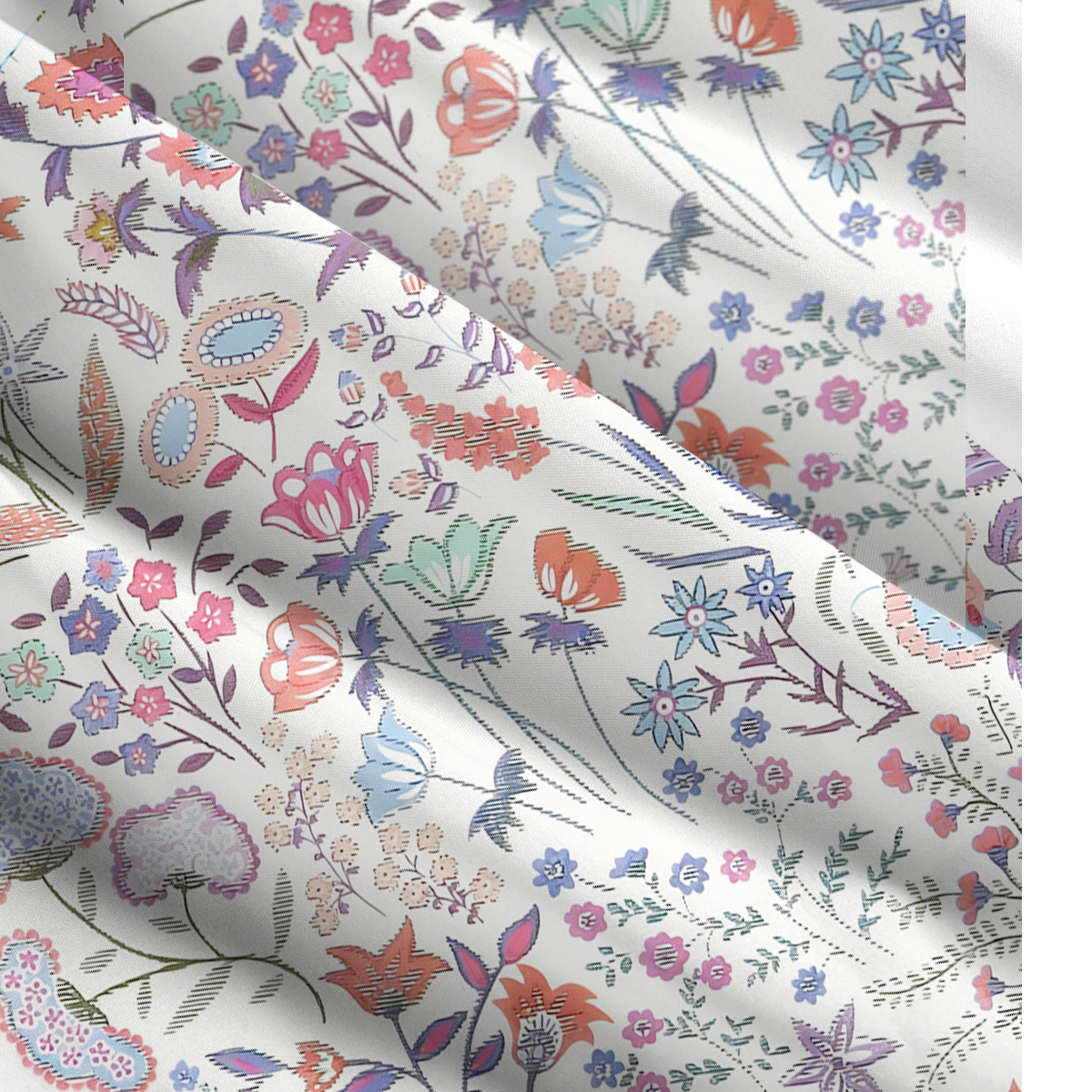 Square Neck Bohemian Wildflower Garden Print Wide Straps Maxi Dress With Pockets