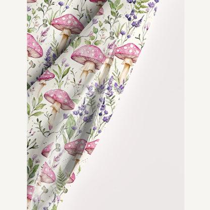Mushroom Leaves Print Wide Straps Maxi Dress With Pockets