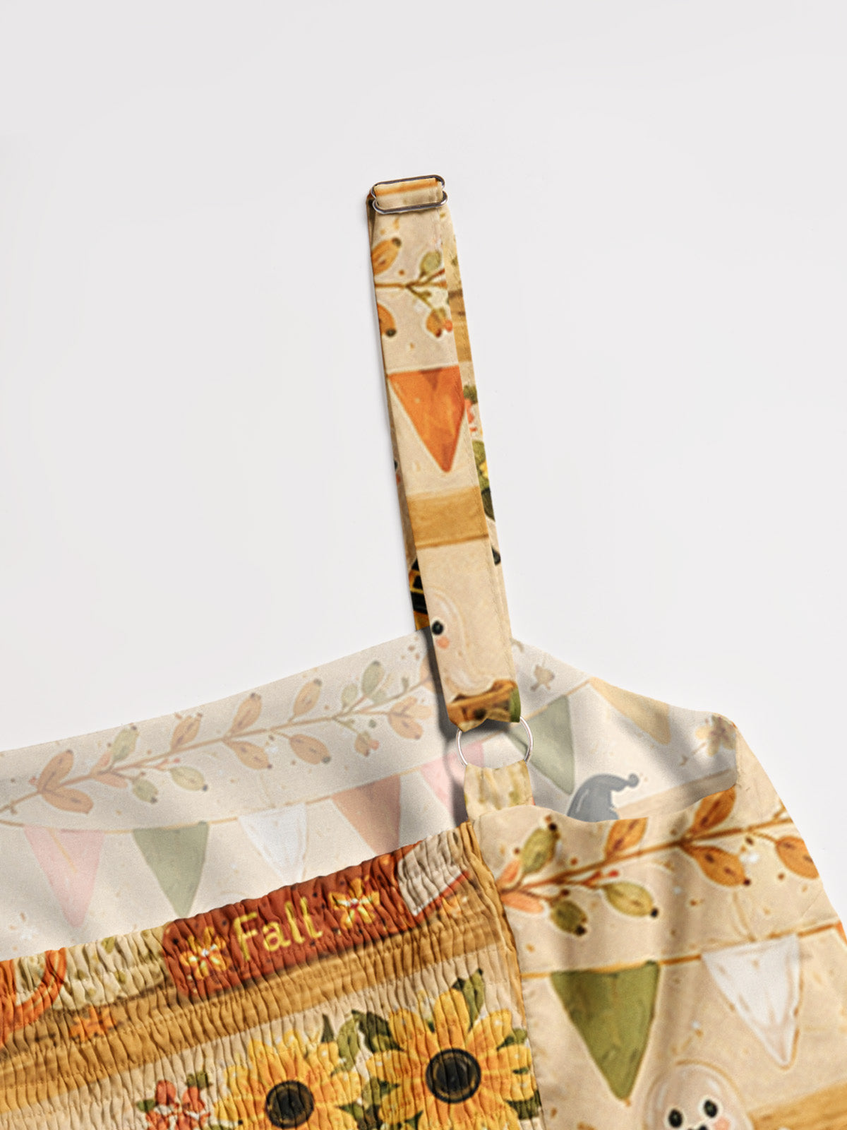 Cozy Autumn Shelves Print Wide Straps Maxi Dress With Pockets