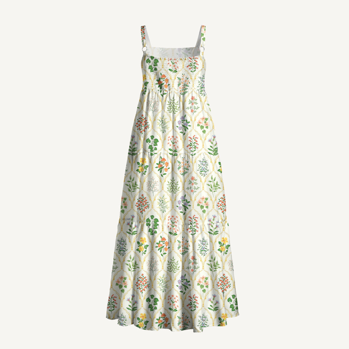 Warm Grid Floral Whisper Wide Straps Maxi Dress With Pockets
