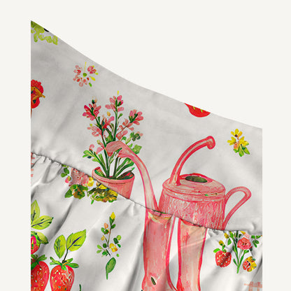 Watercolor Pink Farm Chicken Cow Print Convertible Maxi Skirt & Strapless Dress