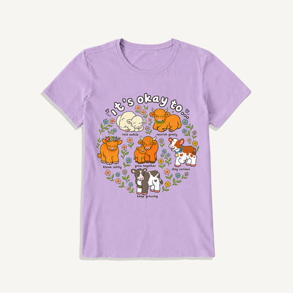 Gentle Growth Highland Cows Print Crew Neck Cotton Tee