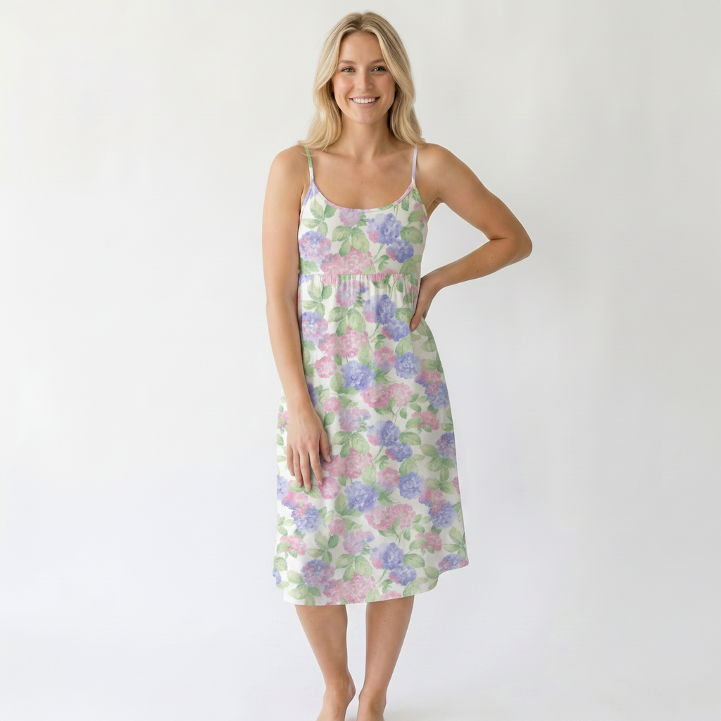 Lilac Hydrangea Spaghetti Strap Mini Dress