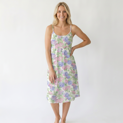 Lilac Hydrangea Spaghetti Strap Mini Dress
