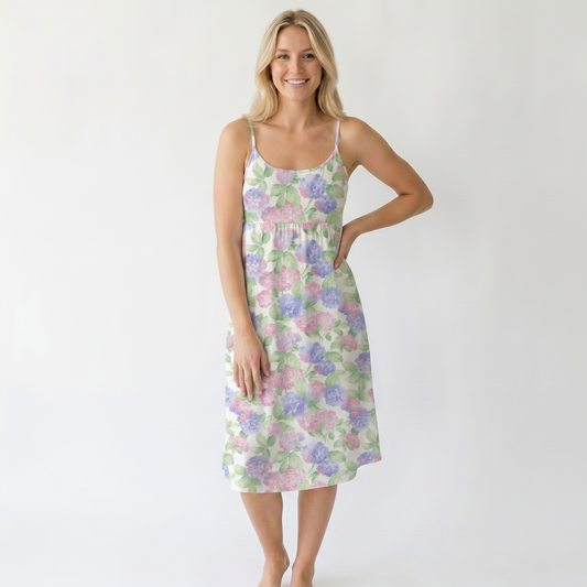 Lilac Hydrangea Spaghetti Strap Mini Dress