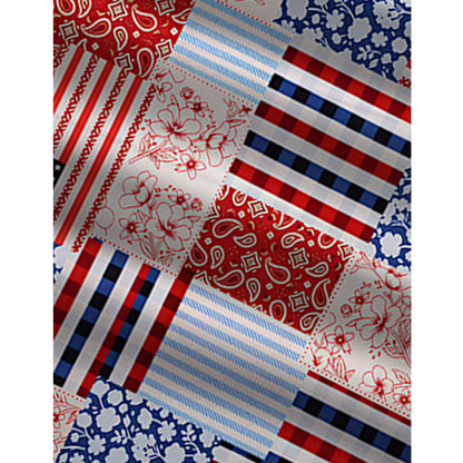 Patriotic Patchwork Quilt Print Jumpsuit with Pockets for Women