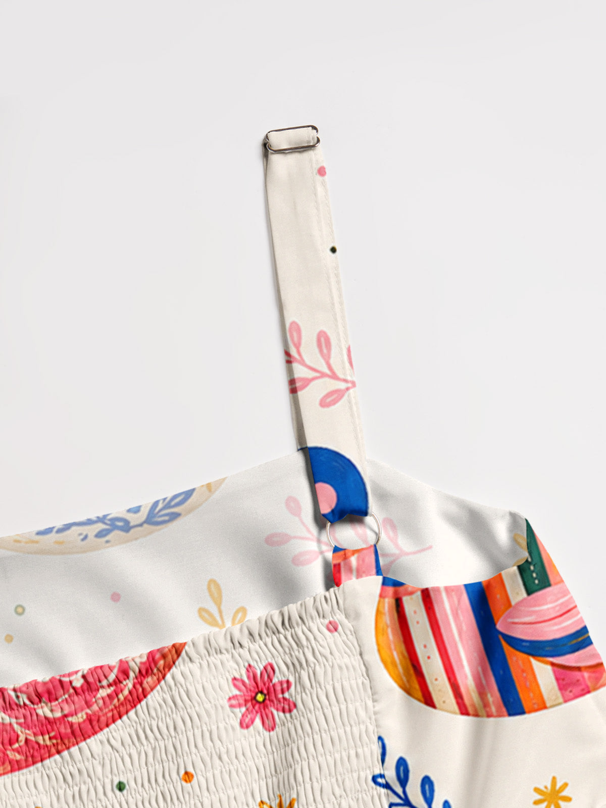 Whimsical Floral Ducks Print Wide Straps Maxi Dress With Pockets