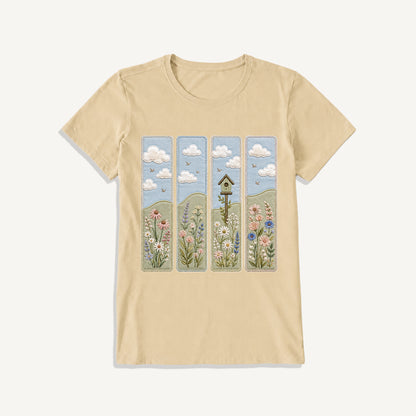 Wildflower Meadow Stitch Print Crew Neck Cotton Tee