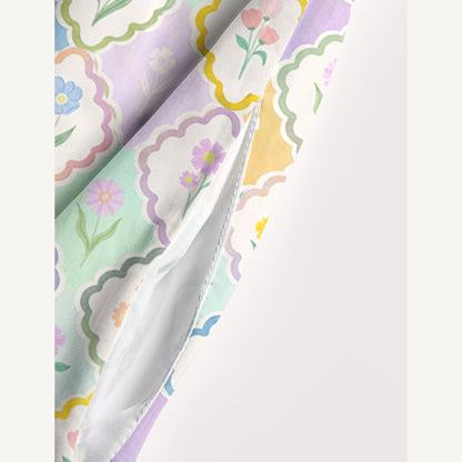 Pastel Floral Lattice Print Wide Straps Maxi Dress With Pockets