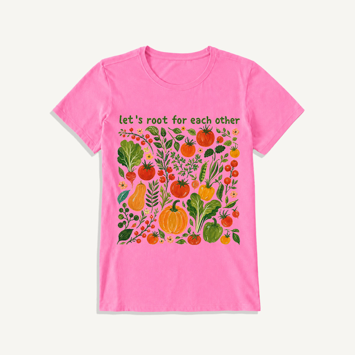 Root for Each Other Garden Print Crew Neck Cotton Tee