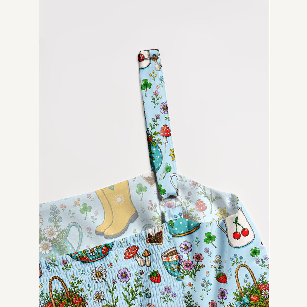 Strawberry Cottage Tea Garden Print Wide Straps Maxi Dress With Pockets