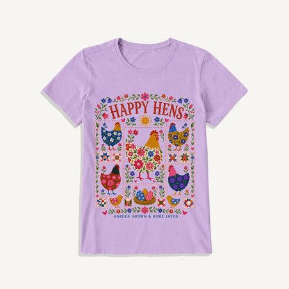 Happy Hens Floral Print Crew Neck Cotton Tee
