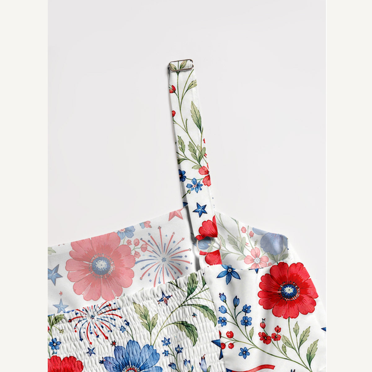 Patriotic Poppy Garden Print Wide Straps Maxi Dress With Pockets
