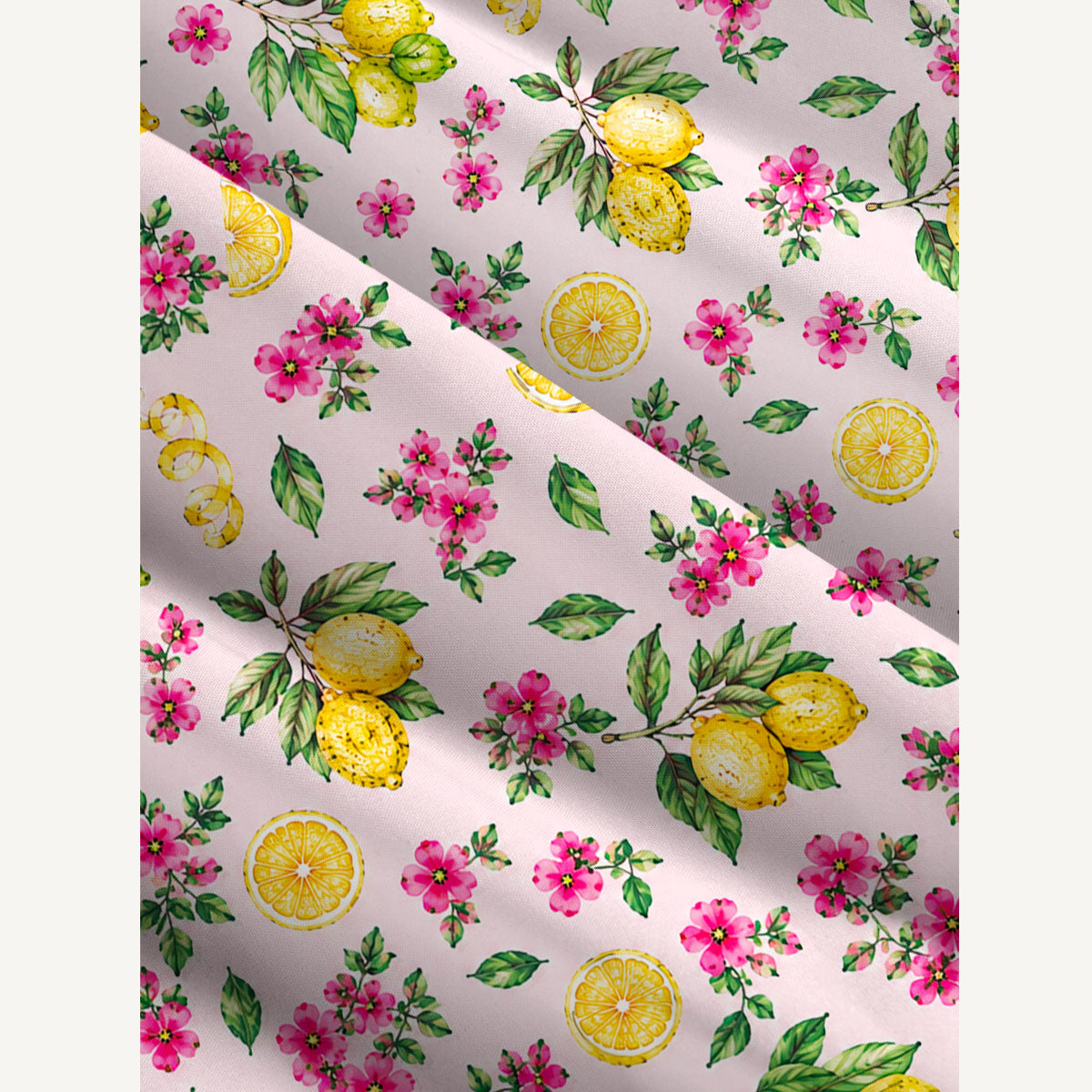 Lemon Garden Print Wide Straps Maxi Dress With Pockets