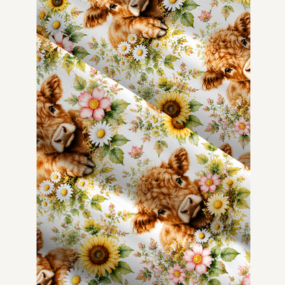 Baby Highland Cow Clipart Print Wide Straps Maxi Dress With Pockets