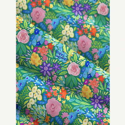 Floral Rainbows Print Wide Straps Maxi Dress With Pockets