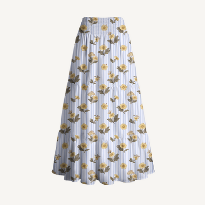 Blue Marigold Print Convertible Maxi Skirt & Strapless Dress