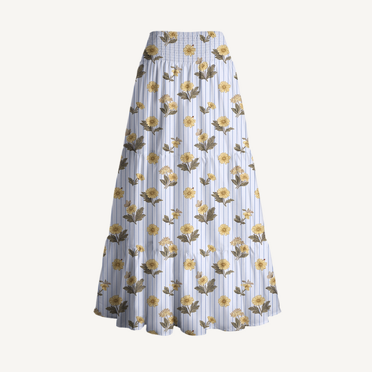 Blue Marigold Print Convertible Maxi Skirt & Strapless Dress