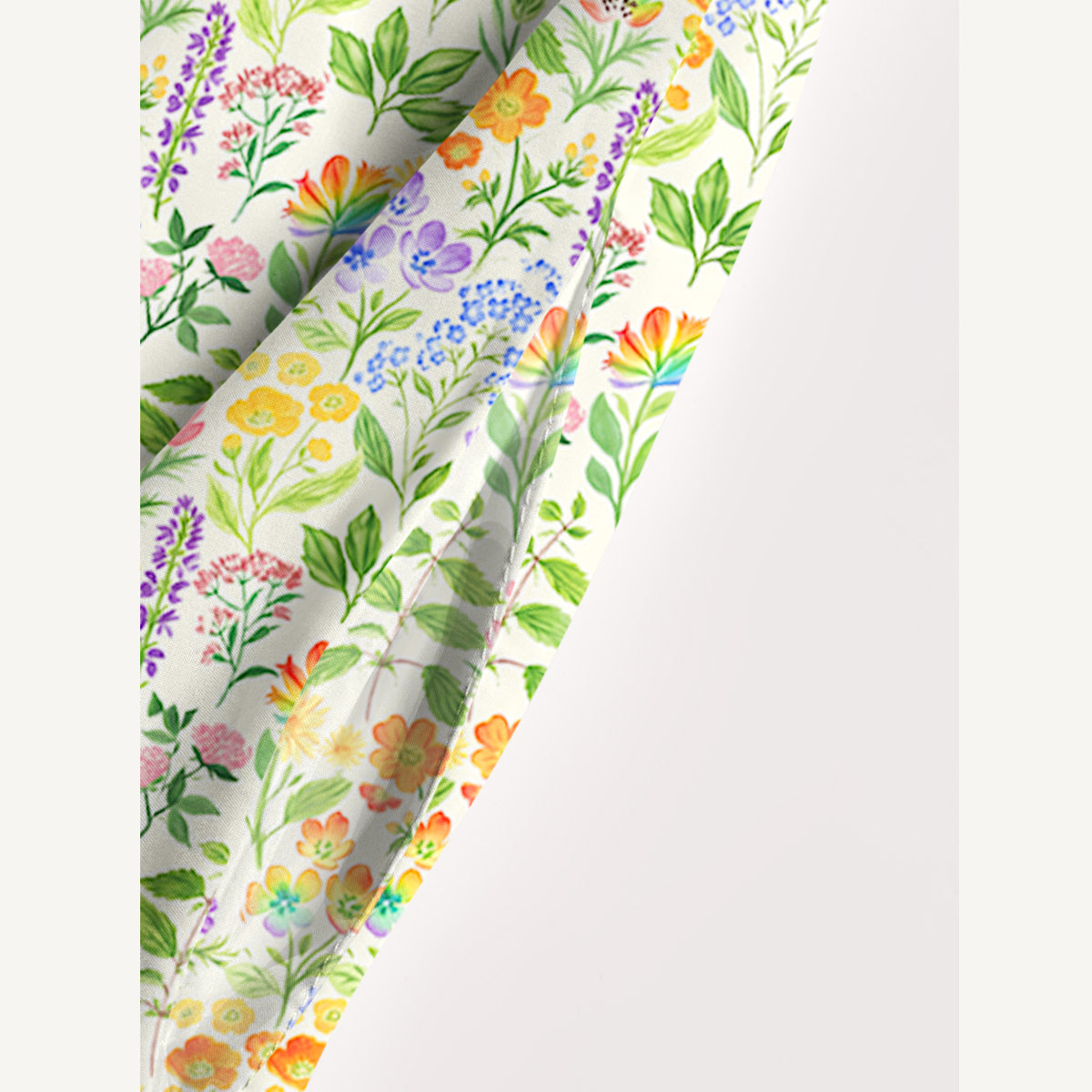 Colorful Wildflower Meadow Print Wide Straps Maxi Dress With Pockets