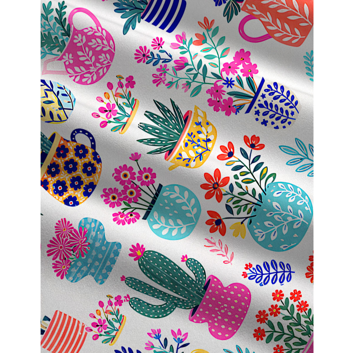 Cactus and Flowers Print Boho Jumpsuit with Pockets for Women