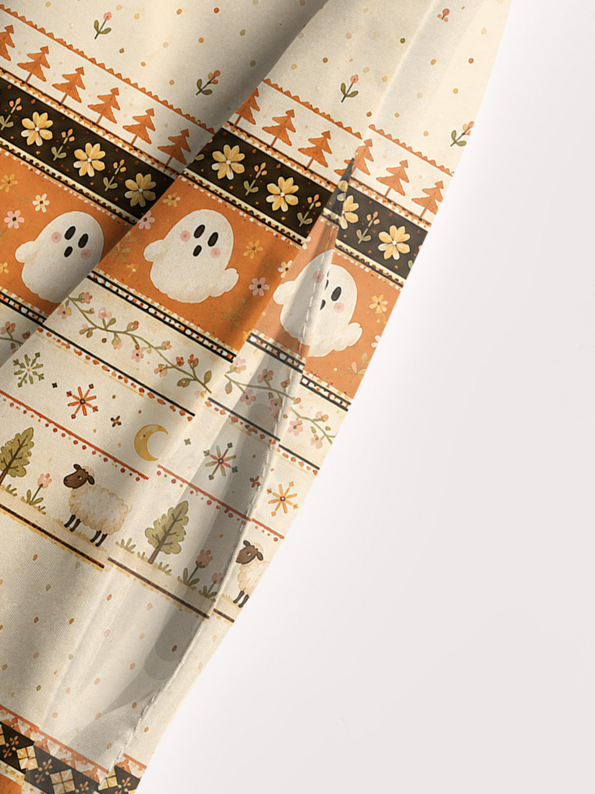 Vintage Ghost Folklore Pattern Print Wide Straps Maxi Dress With Pockets
