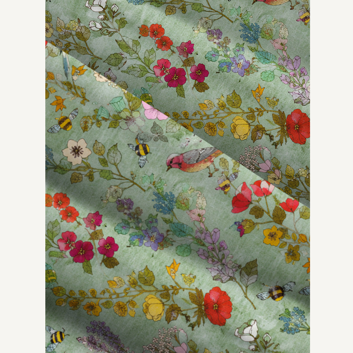 Hummingbirds and Bees Print Wide Straps Maxi Dress With Pockets