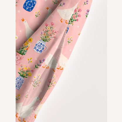 Floral Geese Parade Print Wide Straps Maxi Dress With Pockets