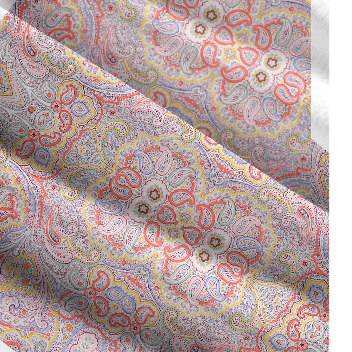 Square Neck Sunrise Paisley Print Wide Straps Maxi Dress With Pockets