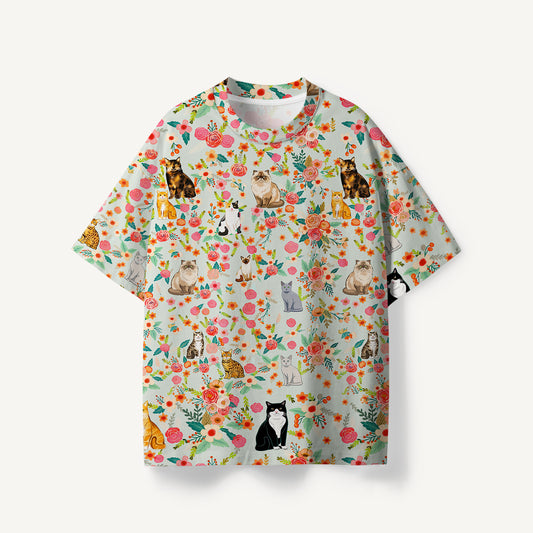 Flower Cat print Premium Eco Tee