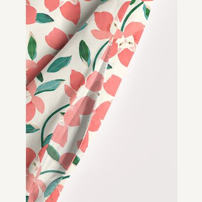 Cat Coral Blossom Print Wide Straps Maxi Dress With Pockets