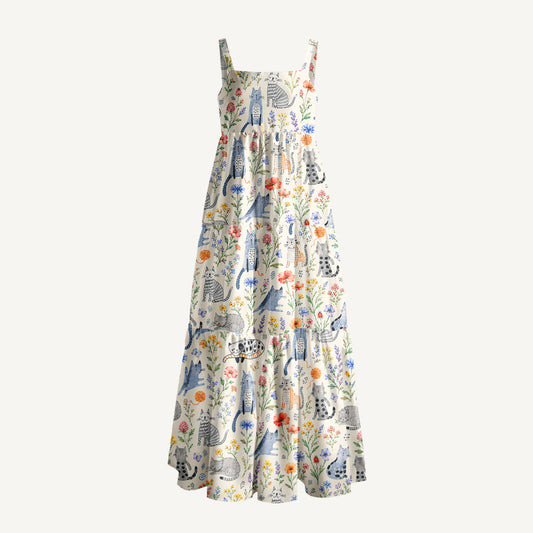 Whiskers in the Wildflowers Print Wide Straps Maxi Dress With Pockets