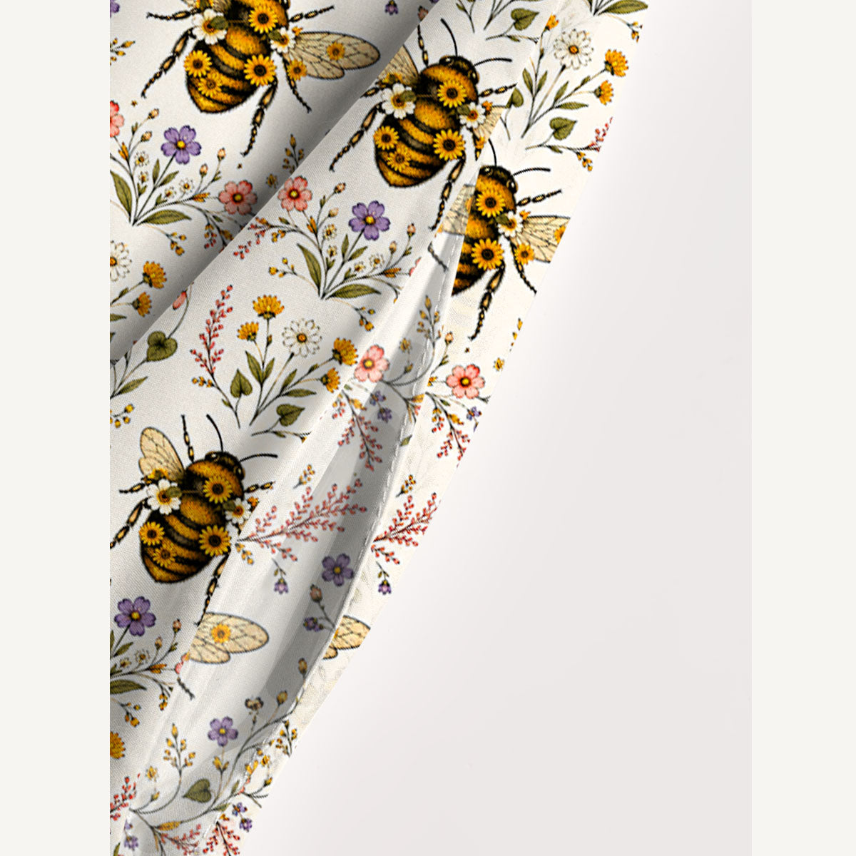 Bee Floral Print Wide Straps Maxi Dress With Pockets