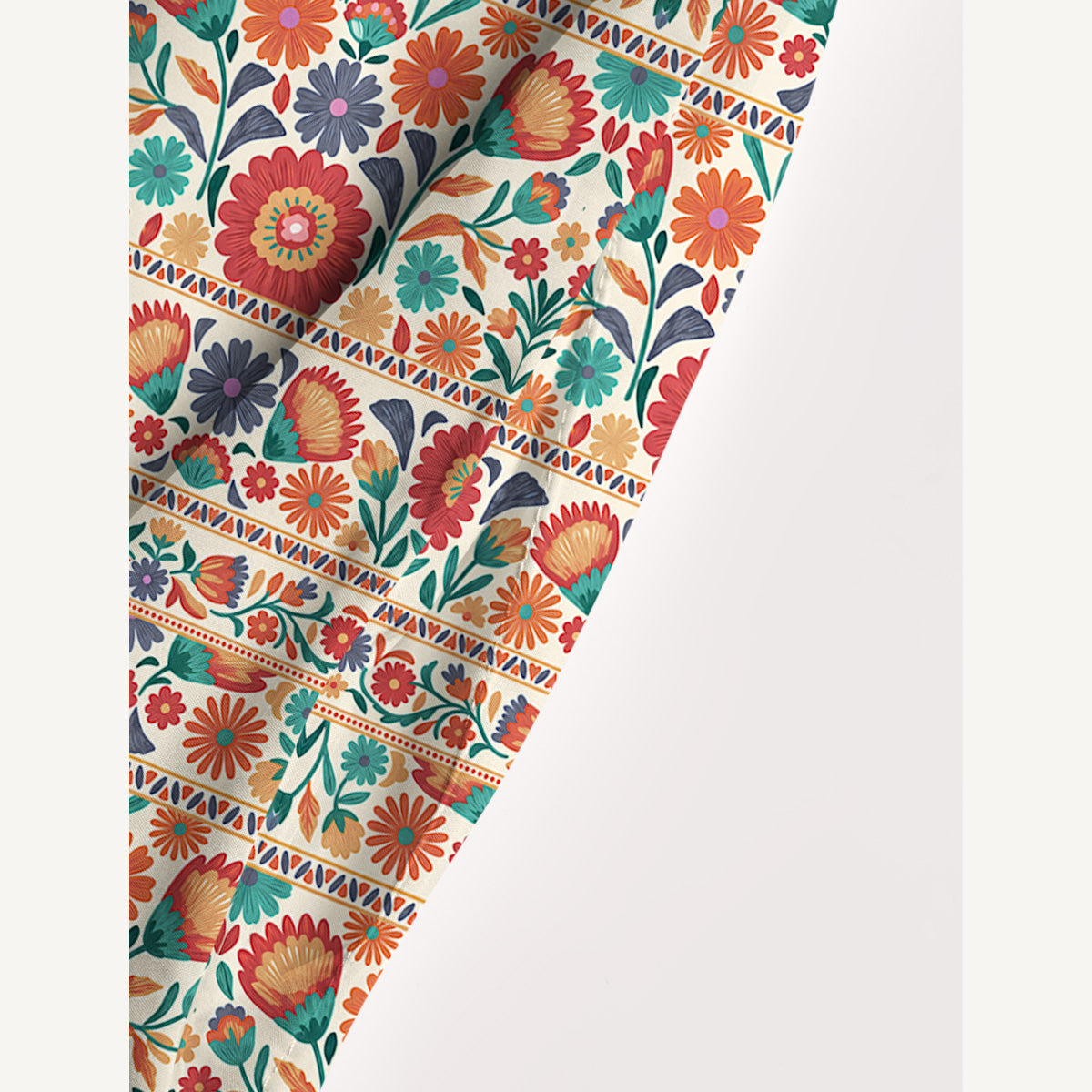 Square Neck Bohemian Folk Floral Stripe Print Wide Straps Maxi Dress With Pockets