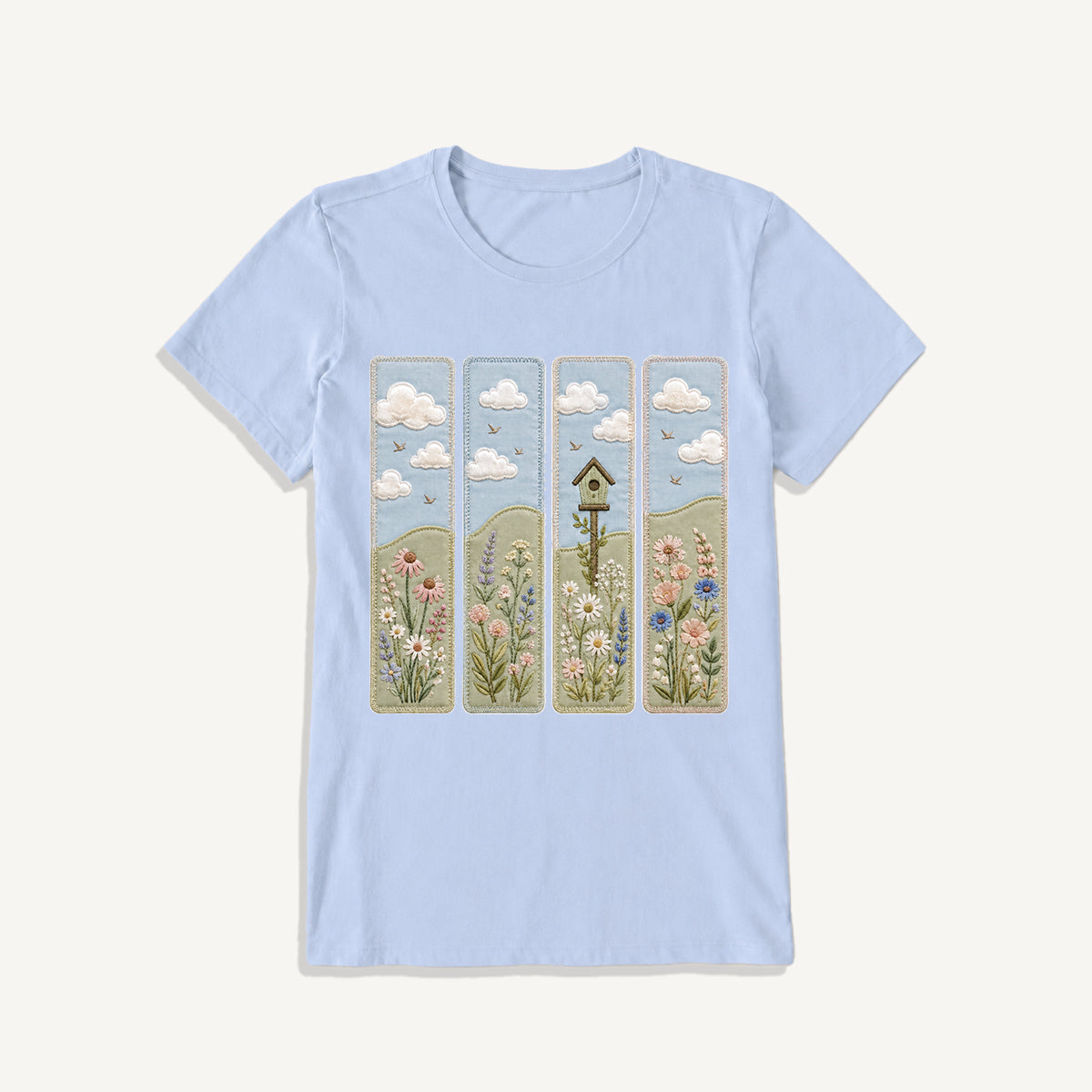 Wildflower Meadow Stitch Print Crew Neck Cotton Tee