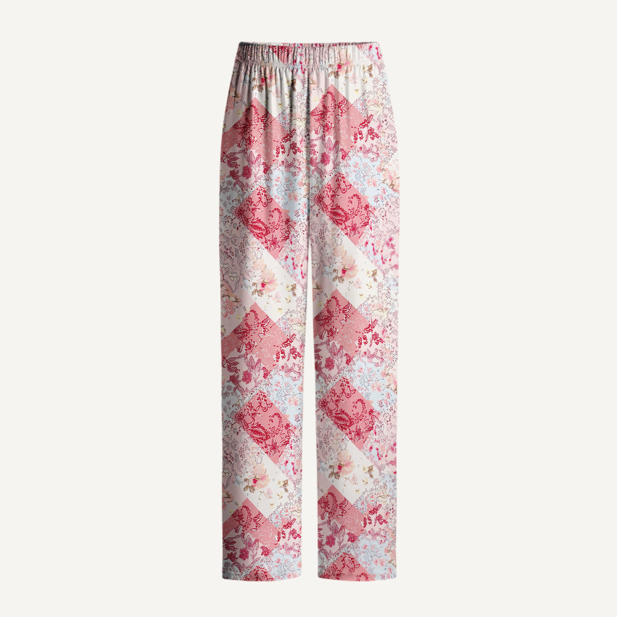 Shabby Chic Floral Patchwork Print Long Pajama Set