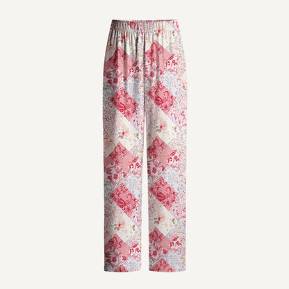 Shabby Chic Floral Patchwork Print Long Pajama Set