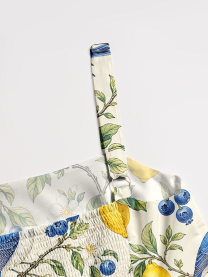 Bluebird Lemon Garden Print Wide Straps Maxi Dress With Pockets