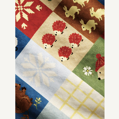 Forest Patchwork Animal Garden Print Ugly Cardigan Sweaters