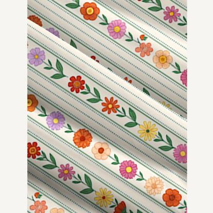 Vintage Vertical Floral Stripe Print Wide Straps Maxi Dress With Pockets