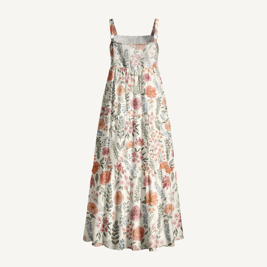 The Wild Flowers Print Wide Straps Maxi Dress With Pockets