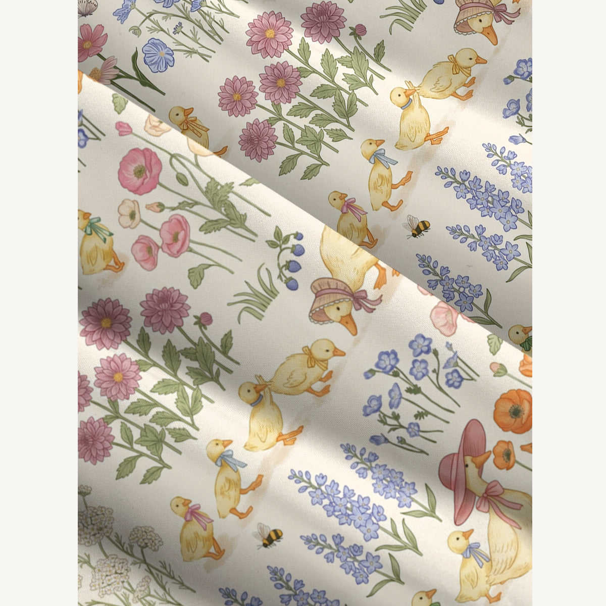 Duck Family Print Wide Straps Maxi Dress With Pockets