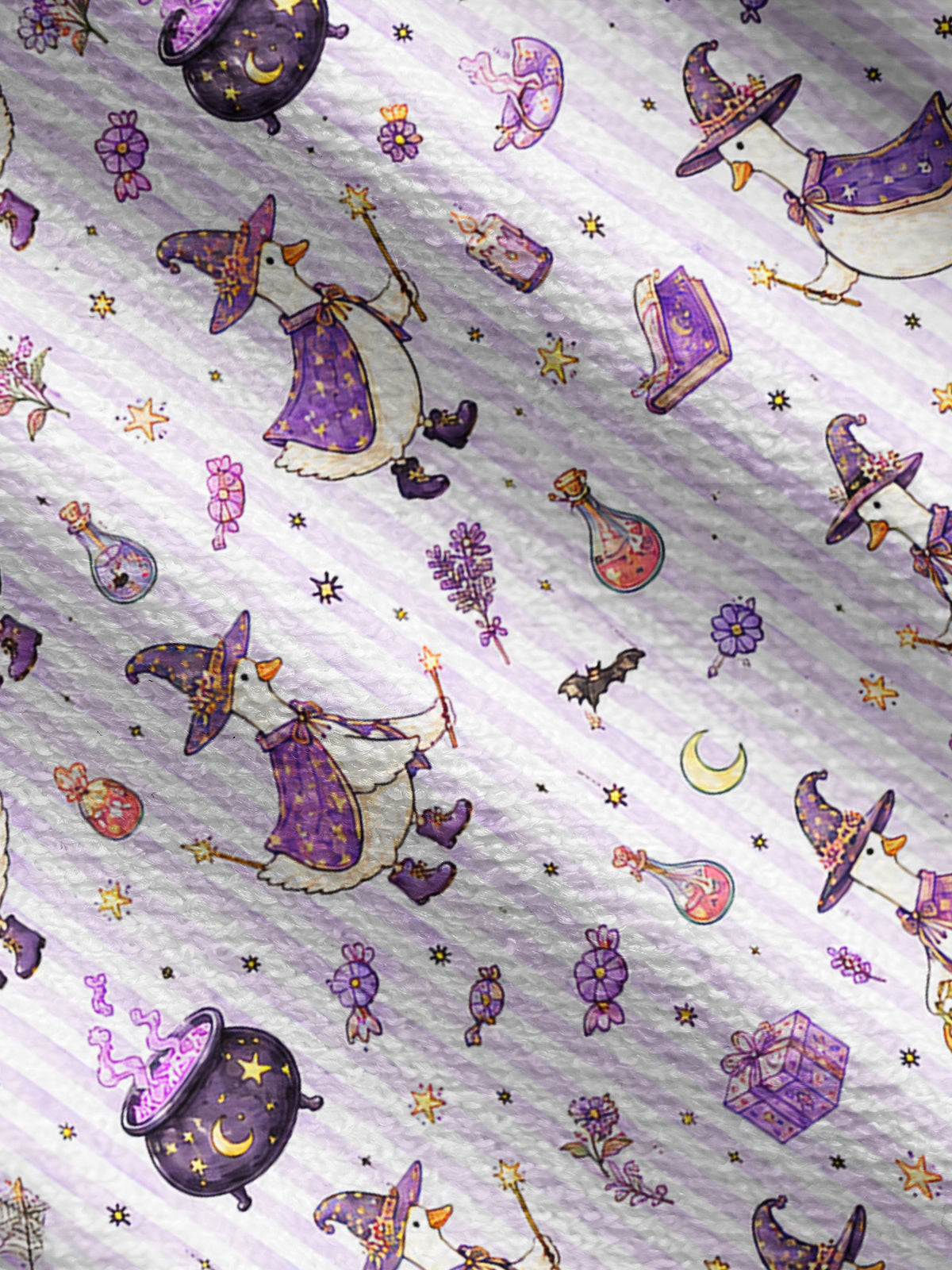 Lightweight Crew Neck Long‑Sleeve Cropped Halloween Witch Gooses Print Fine‑Knit Cardigan